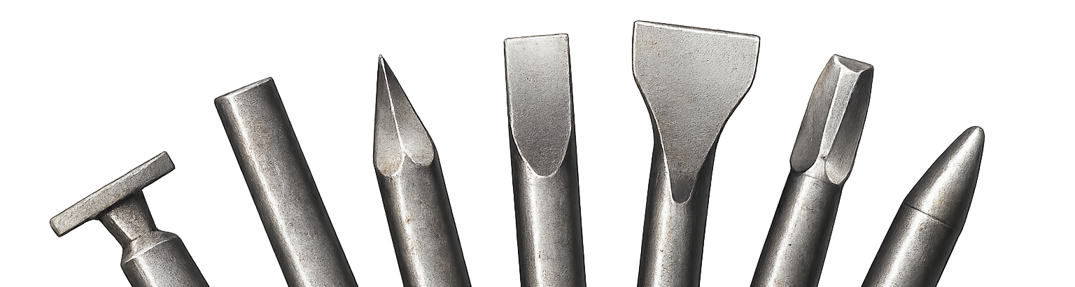 Meißel für Hydraulikhammer kaufen – Spitzmeißel, Flachmeißel, Breitmeißel, Pyramidenmeißel